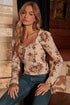 Helena Floral Smocked Back Sweetheart Blouse